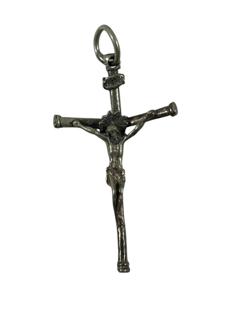 Nail Crucifix Pendant Jesus Cross Silver Tone Religious Charm Catholic